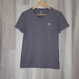 Adidas Womens Medium Grey Climalite Short Sleeve Performance Top‎ Lightweight